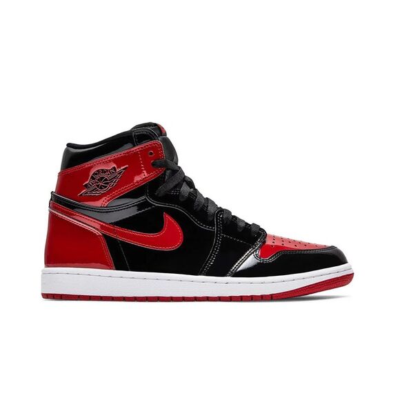 Jordan 1 Retro High OG Men's Black Patent Bred Sneakers 555088-063